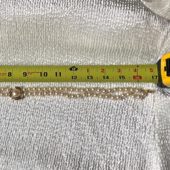 Faux Pearl (Cream) and Rhinestone Orb Choker Necklace with Gold-Tone setting - Picture 5 of 5